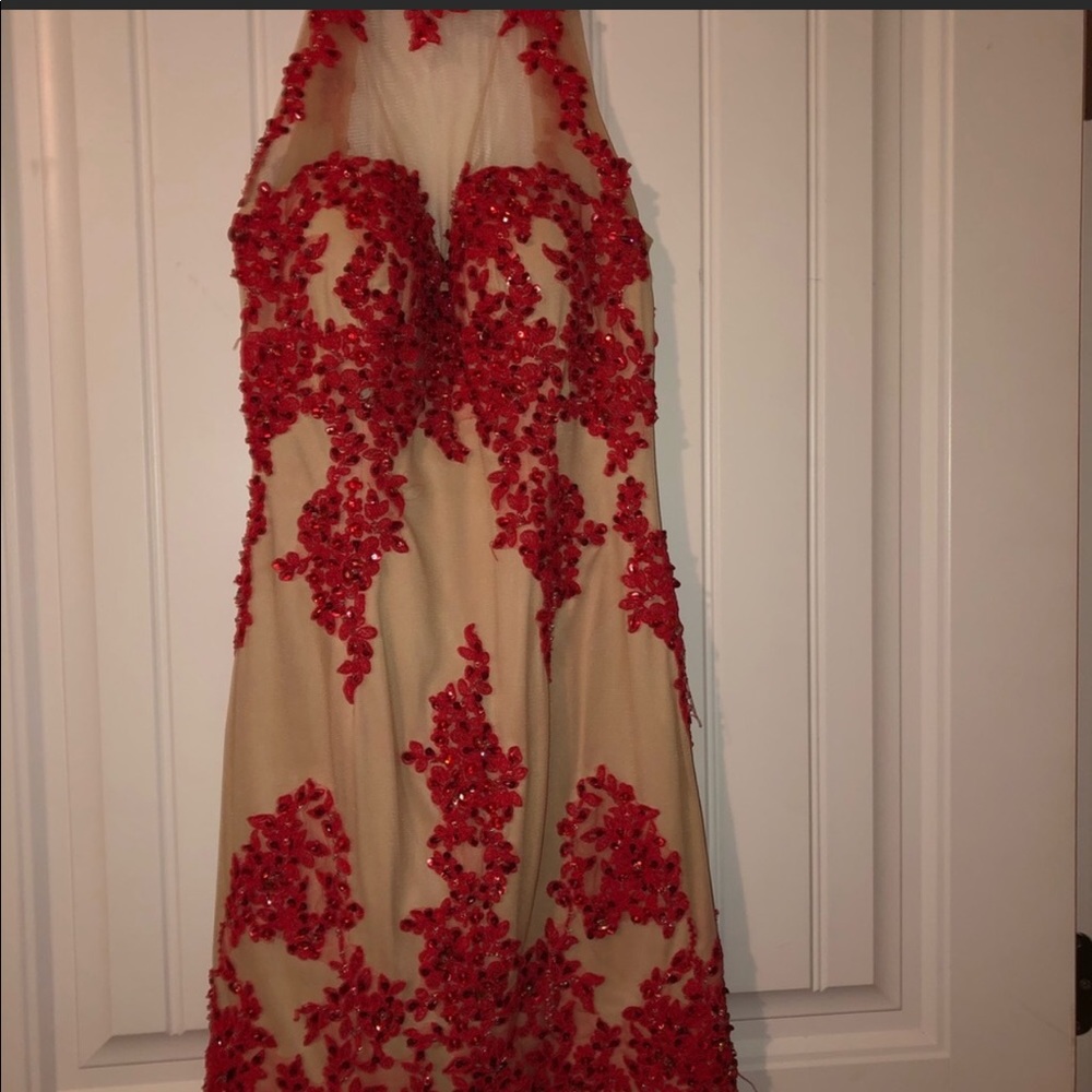 Red and nude homecoming dress